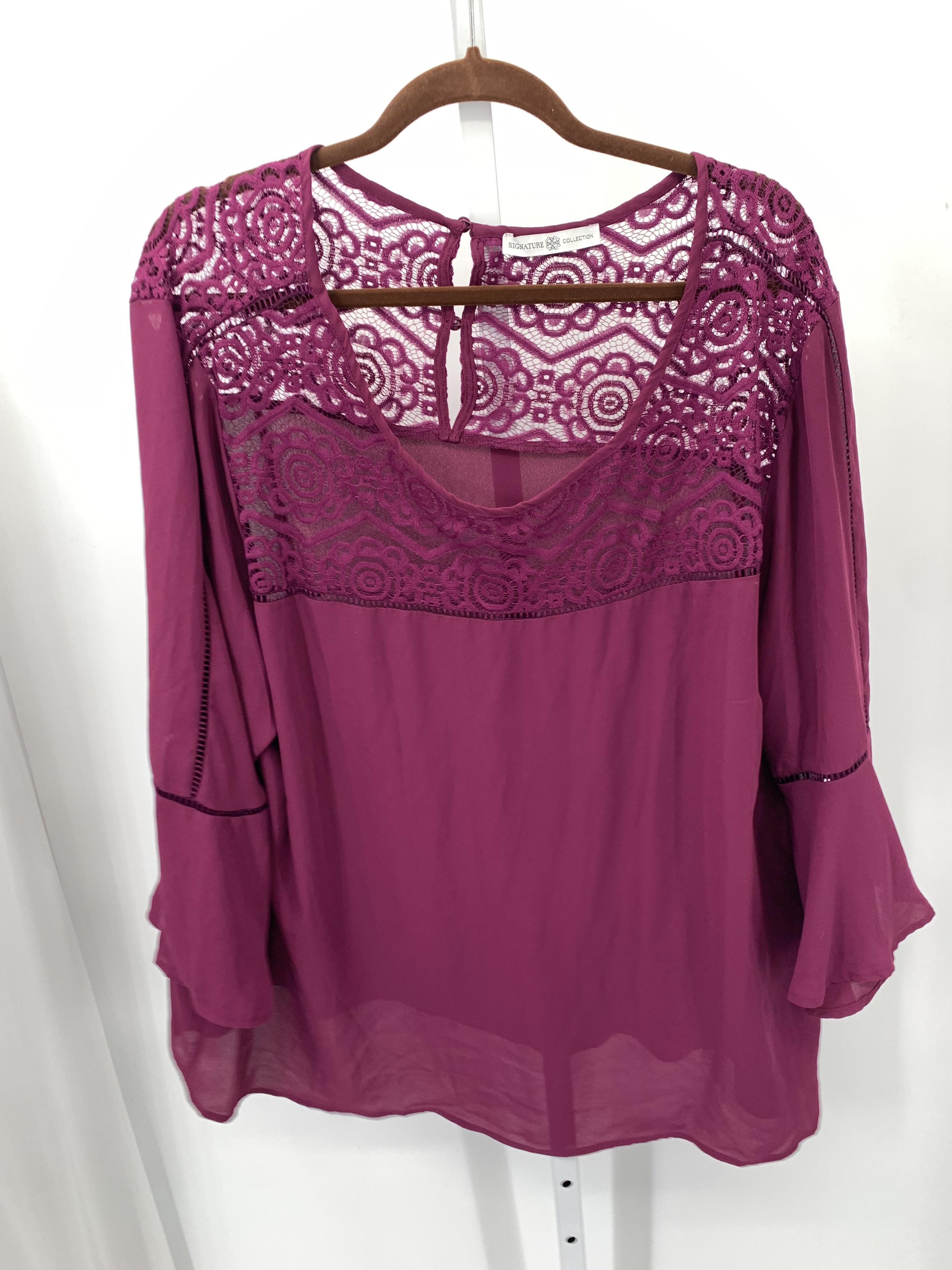Signature Collection Size 2X Womens 3/4 Sleeve Shirt