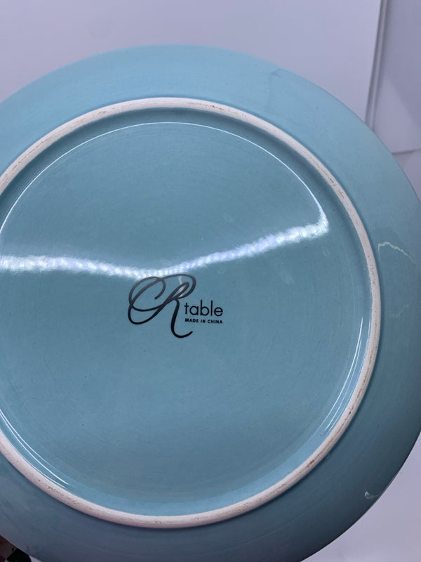 6 TEAL HAPPY BIRTHDAY DESSERT PLATES.