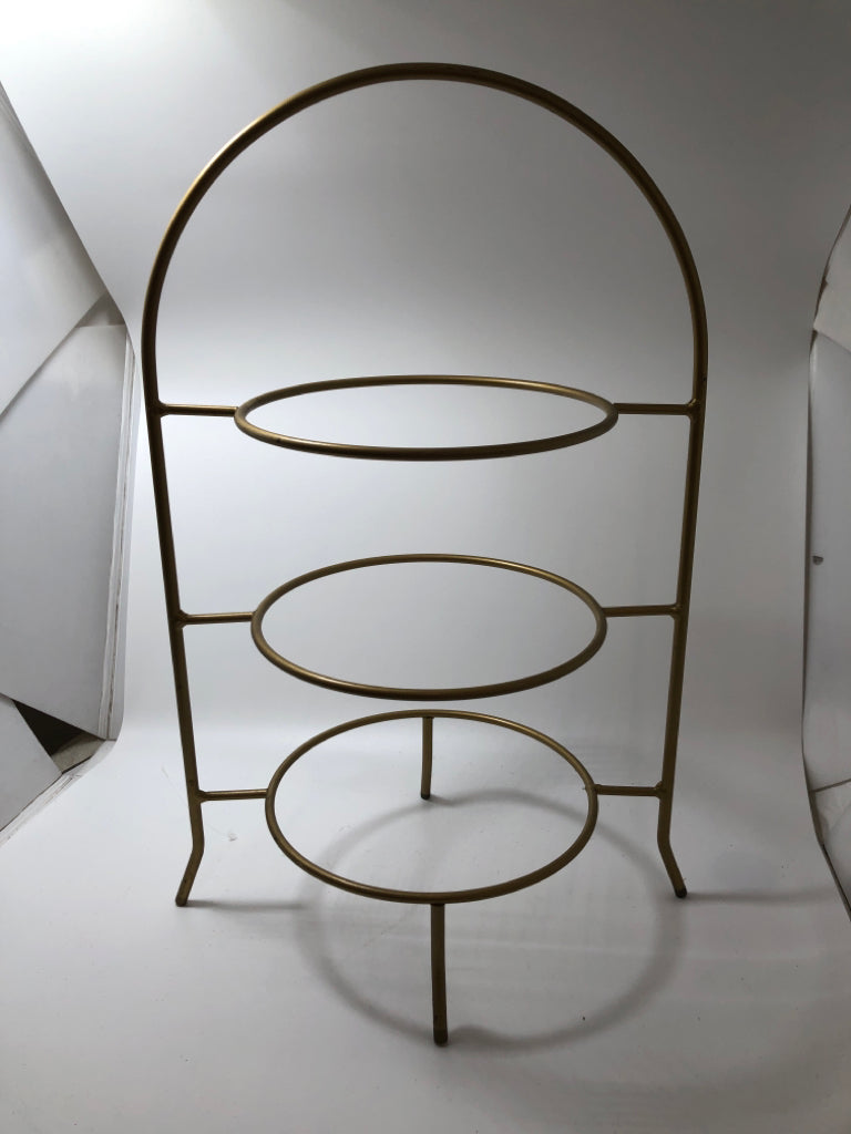 3-TIER BRONZE COLORED PLATE HOLDER.