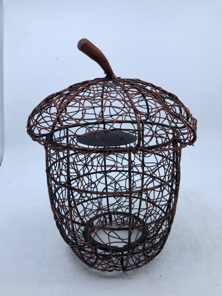 ROSE GOLD ACORN CANDLE HOLDER.