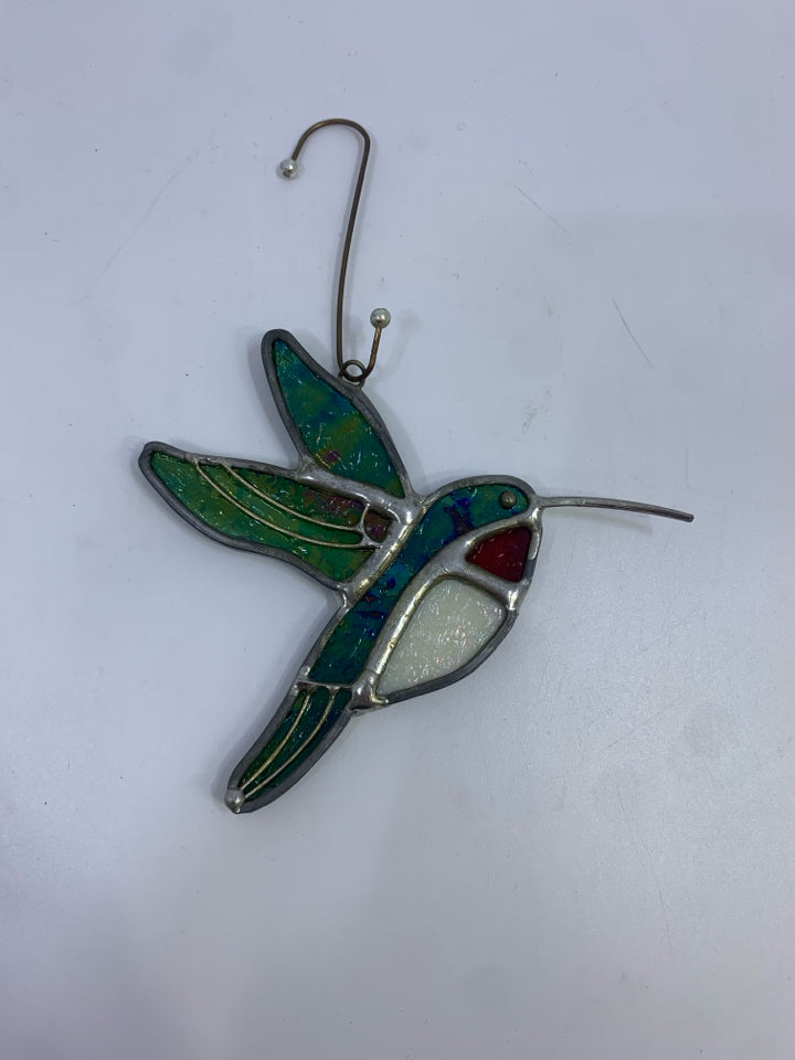 IRIDESCENT HUMMINGBIRD HAND-CRAFTED SUN CATCHER.