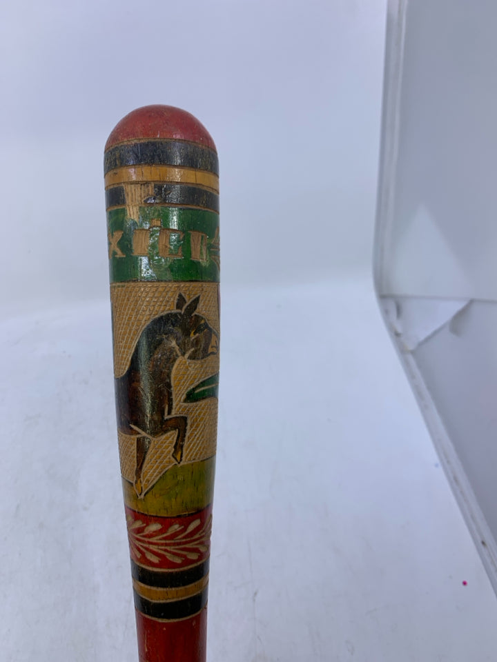 WOOD MEXICO CARVED BAT W/ DONKEY.