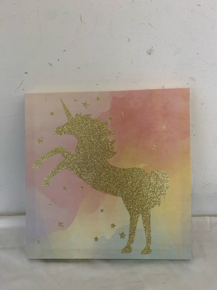 UNICORN TIE DYE CANVAS WALL ART.