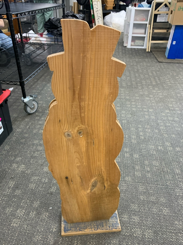 DISTRESSED SNOWMAN WOODEN STANDING DECOR.