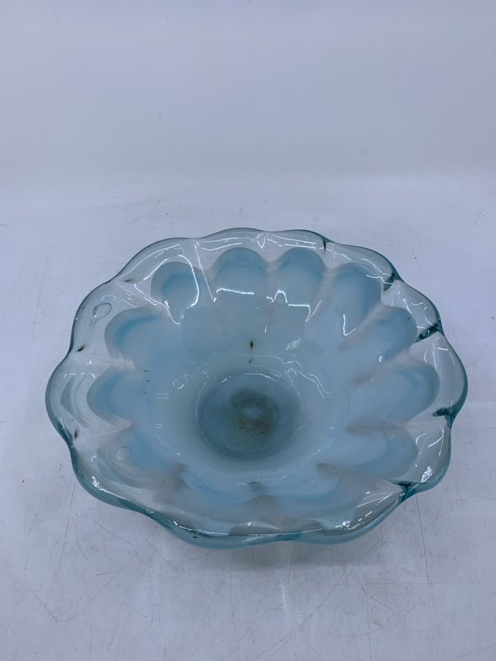BLUE FLOWER GLASS BOWL.