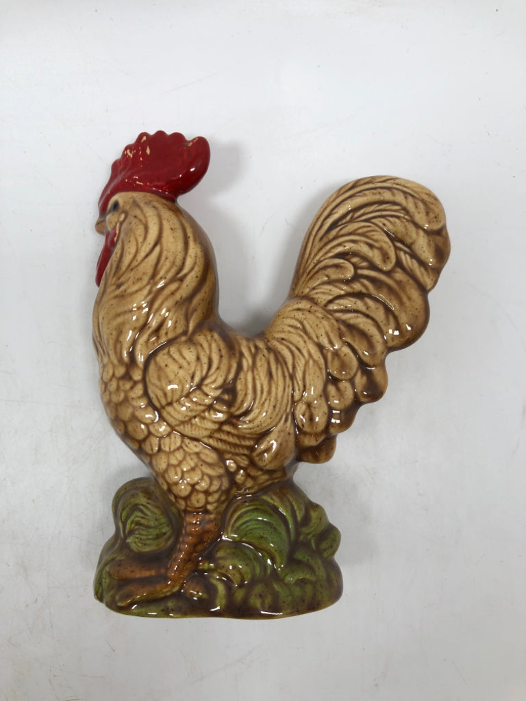 2 DISTRESSED ROOSTER CERAMIC FIGURES.