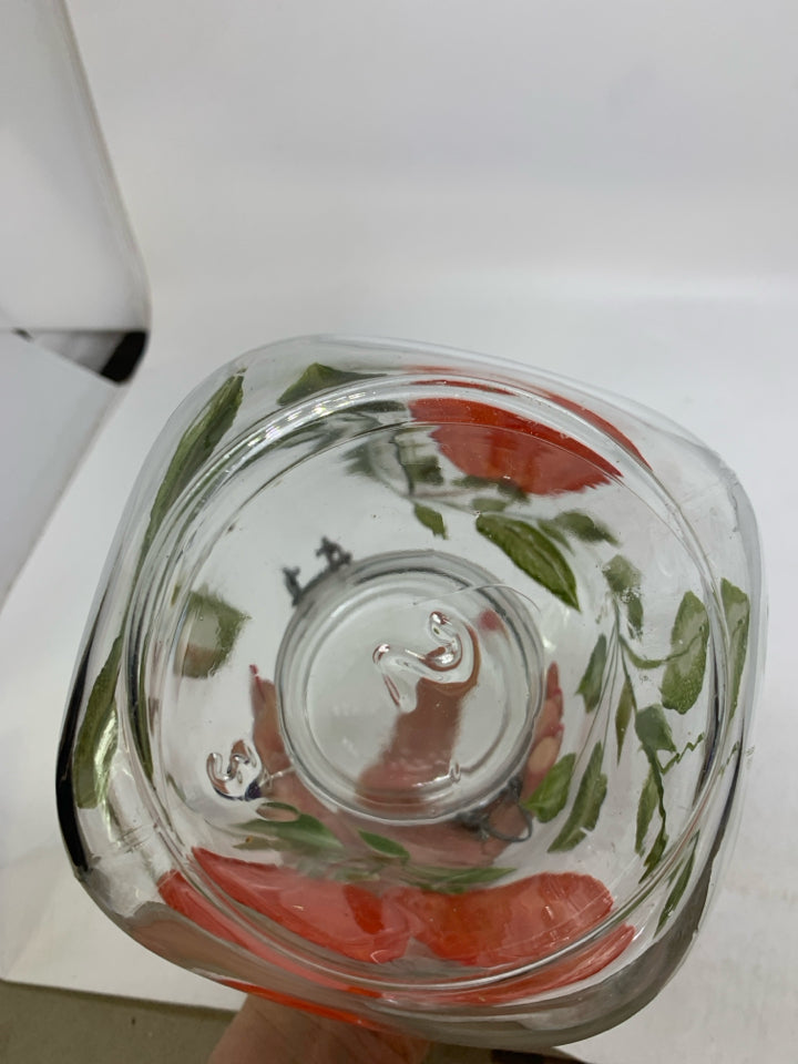 PER ALIMENTI GLASS PAINTED APPLE JAR.
