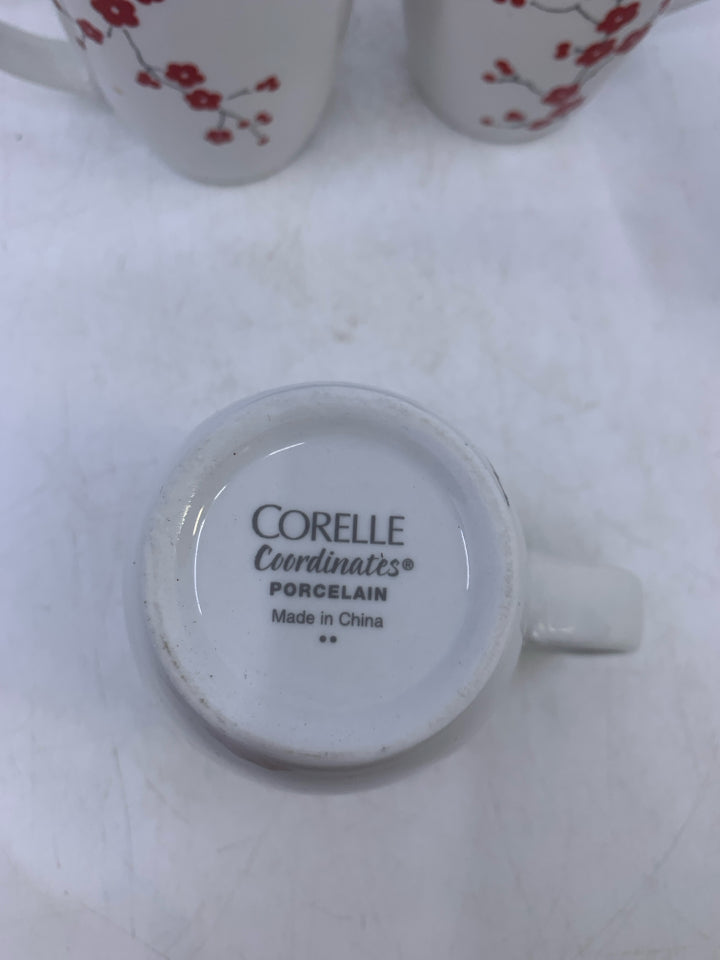 4 WHITE CHERRY BLOSSOM MUGS.