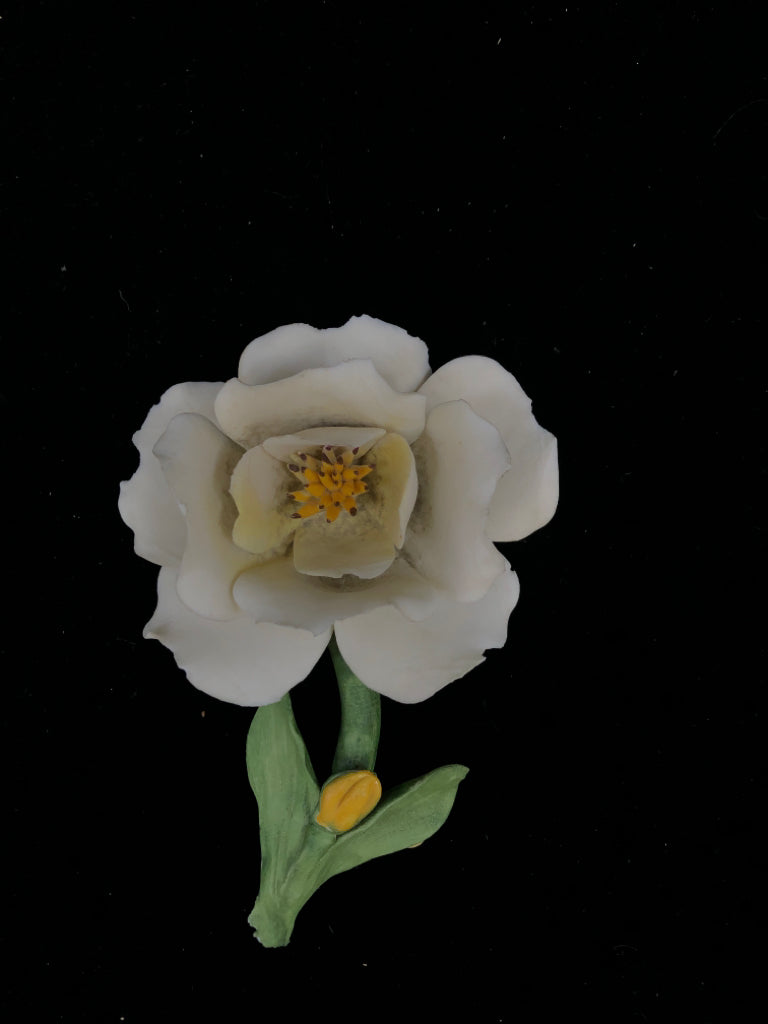 CAPODIMONTE PORCELAIN WHITE FLOWER FIGURINE.