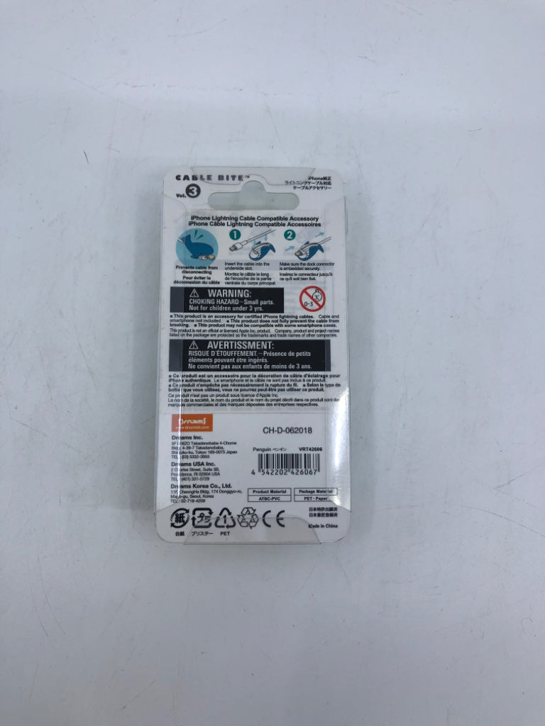 NIB CABLE BITE CABLE ACCESSORY PENGUIN