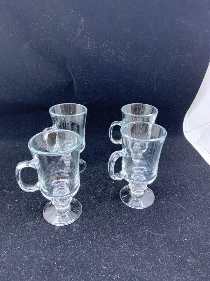 4 FOOTED IRISH COFFEE GLASS MUGS.