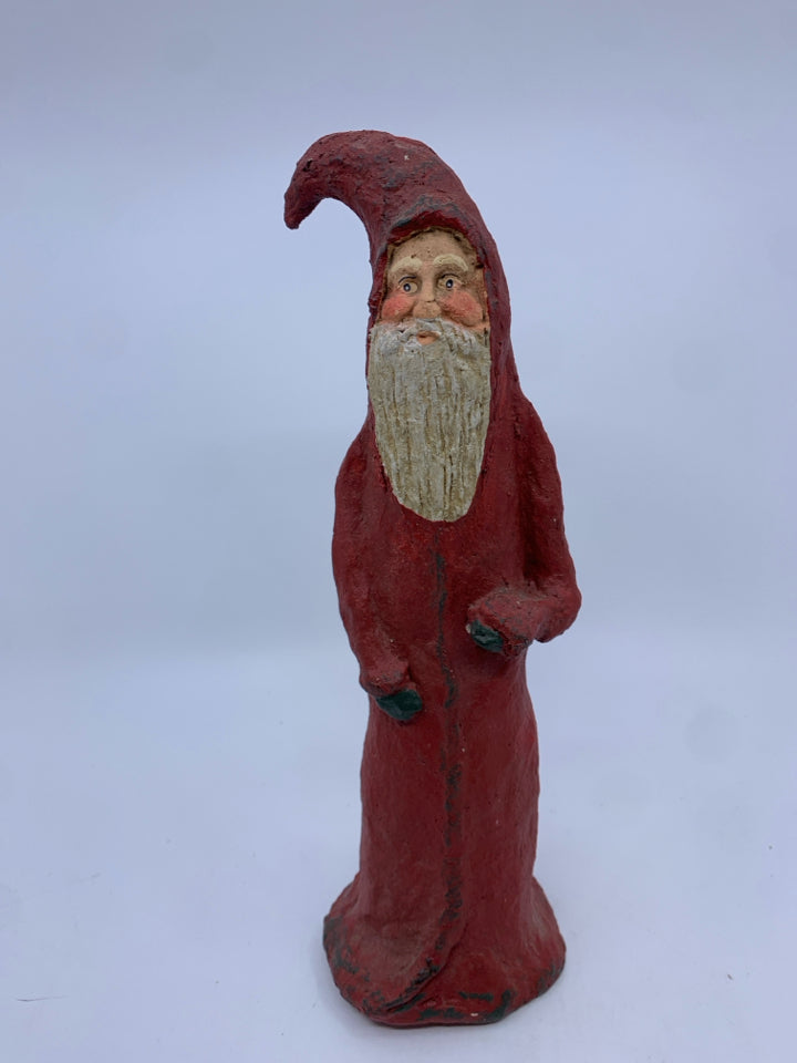 TALL VTG SANTA IN RED COAT.