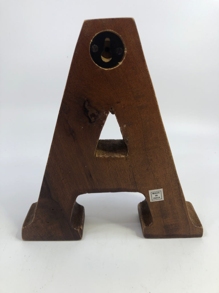"A" WOOD BOOK END.