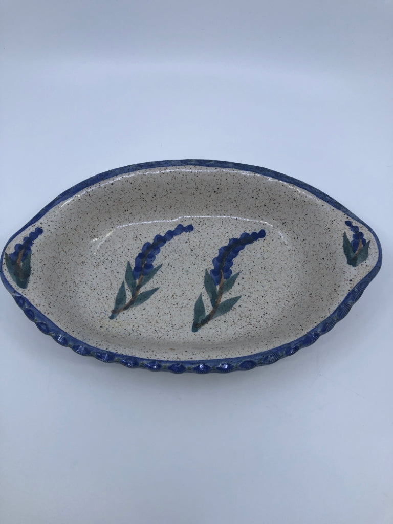 BLUE POTTERY OVAL DISH.