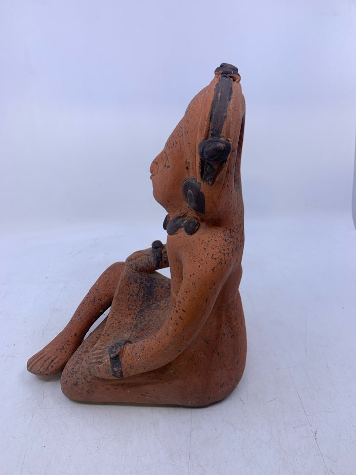 LG CLAY FALK ART MAN SITTING FIGURE.