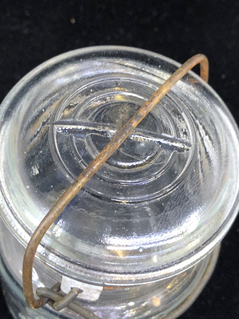 VTG BALL MASON JAR W  METAL CLASP.