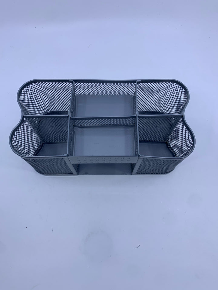 7 SECTION DIVIDED GREY MESH DESK ORGANIZER.