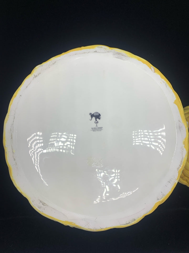 CERAMIC HONEYCOMB CANISTER W/EMBOSSED BEES.