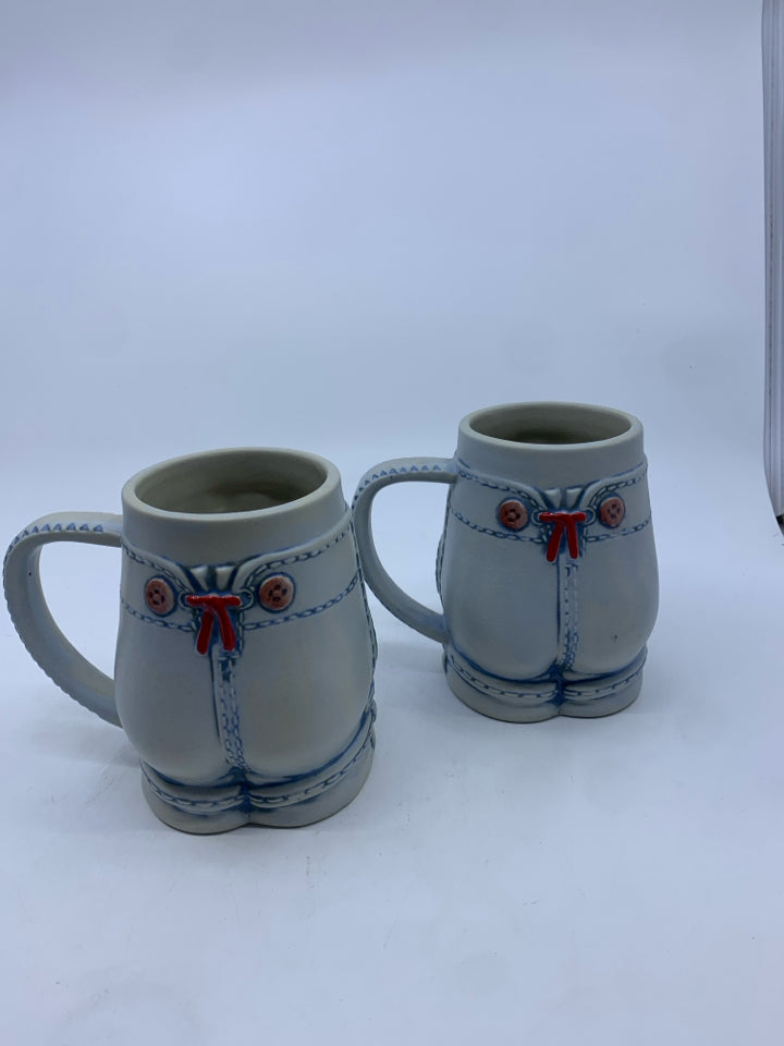 2 HEAVY GERMAN OVERALL MUGS.