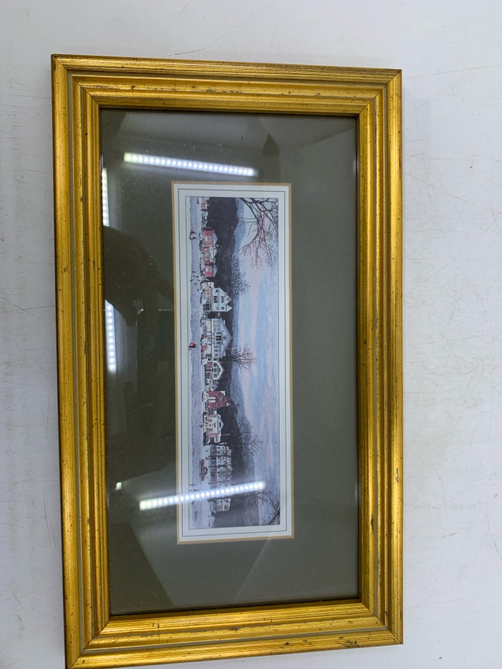 FRAMED VILLAGE SCENE PRINT- NORMAN ROCKWELL.
