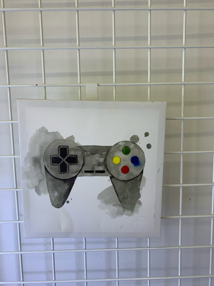 GAME CONTROLLER WATER COLOR CANVAS WALL HANGING.