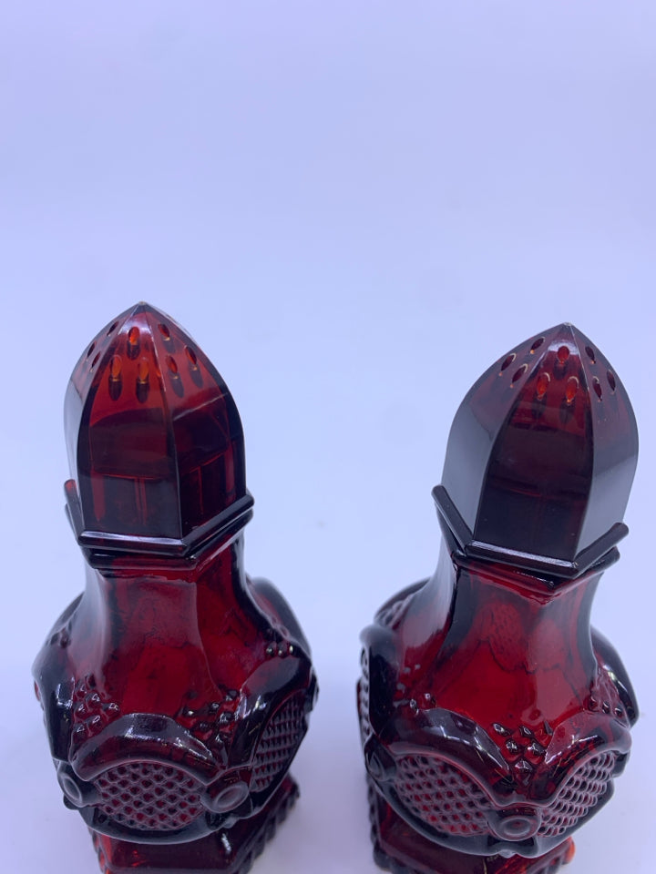 2 VTG CRANBERRY SALT AND PEPPER SHAKERS.