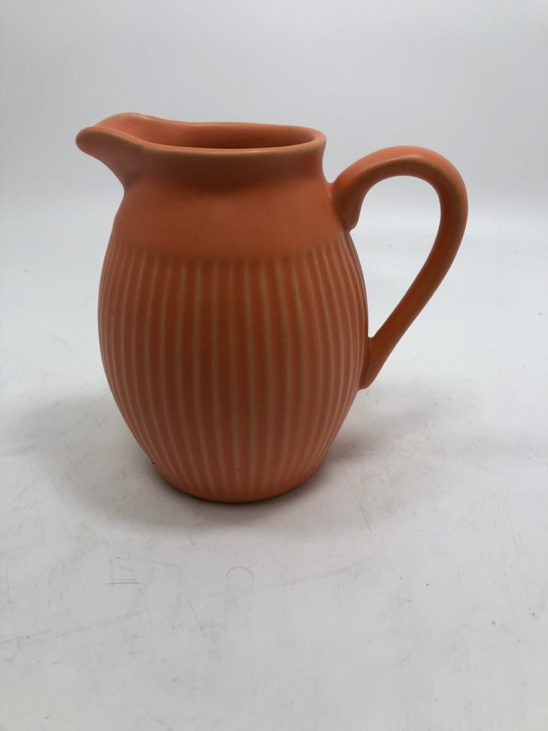 CORAL CERAMIC RIBBED MINI PITCHER.