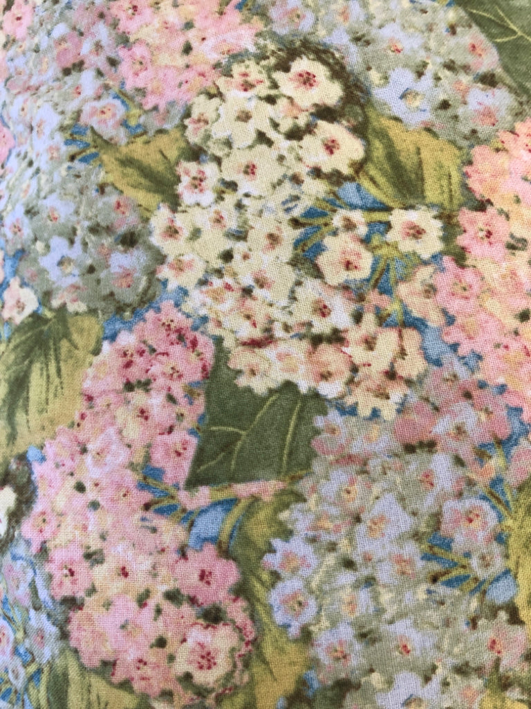 PINK AND BLUE FLORAL RECTANGLE PILLOW.