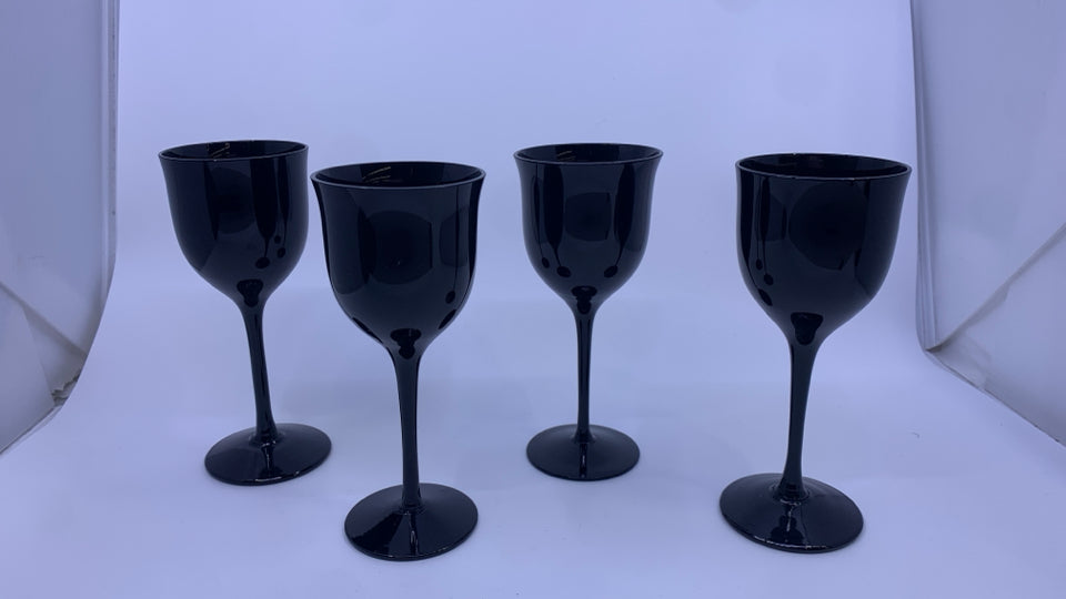 4 BLACK ROSE GLASSES.