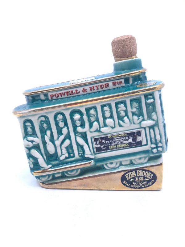 POWELL AND HYDE TEAL CERAMIC TROLLEY EMPTY DECANTER.