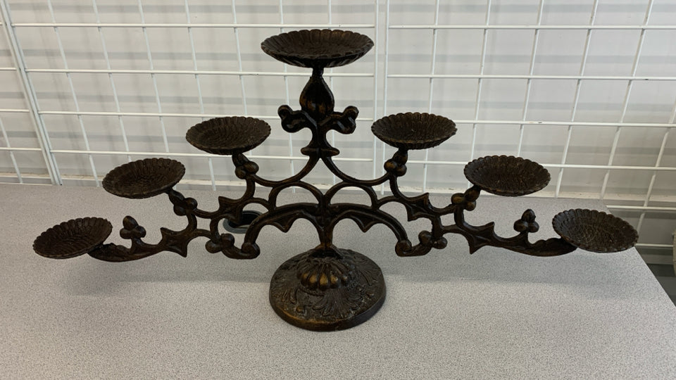 HEAVY 7-CANDLE HOLDER METAL CANDELABRA.