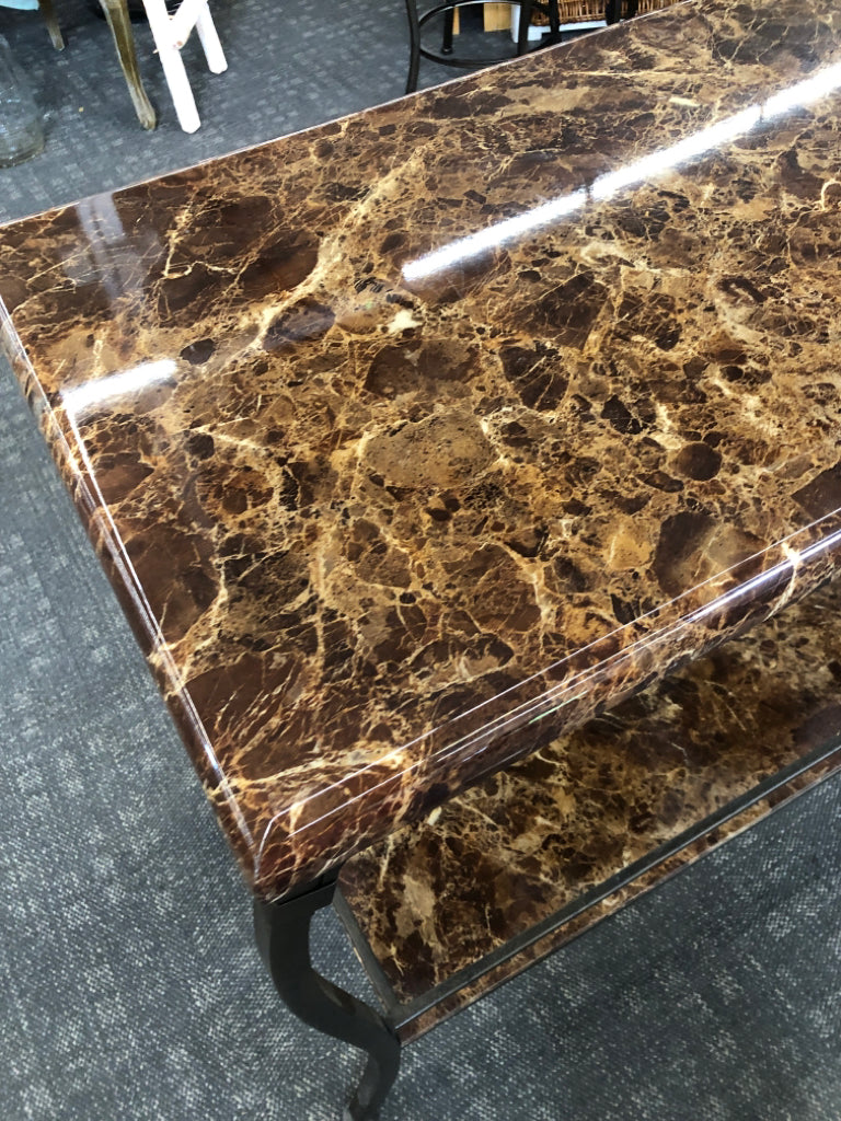 3PC FAUX GRANITE TOP BAR/ISLAND W STORAGE AND 2 STOOLS.