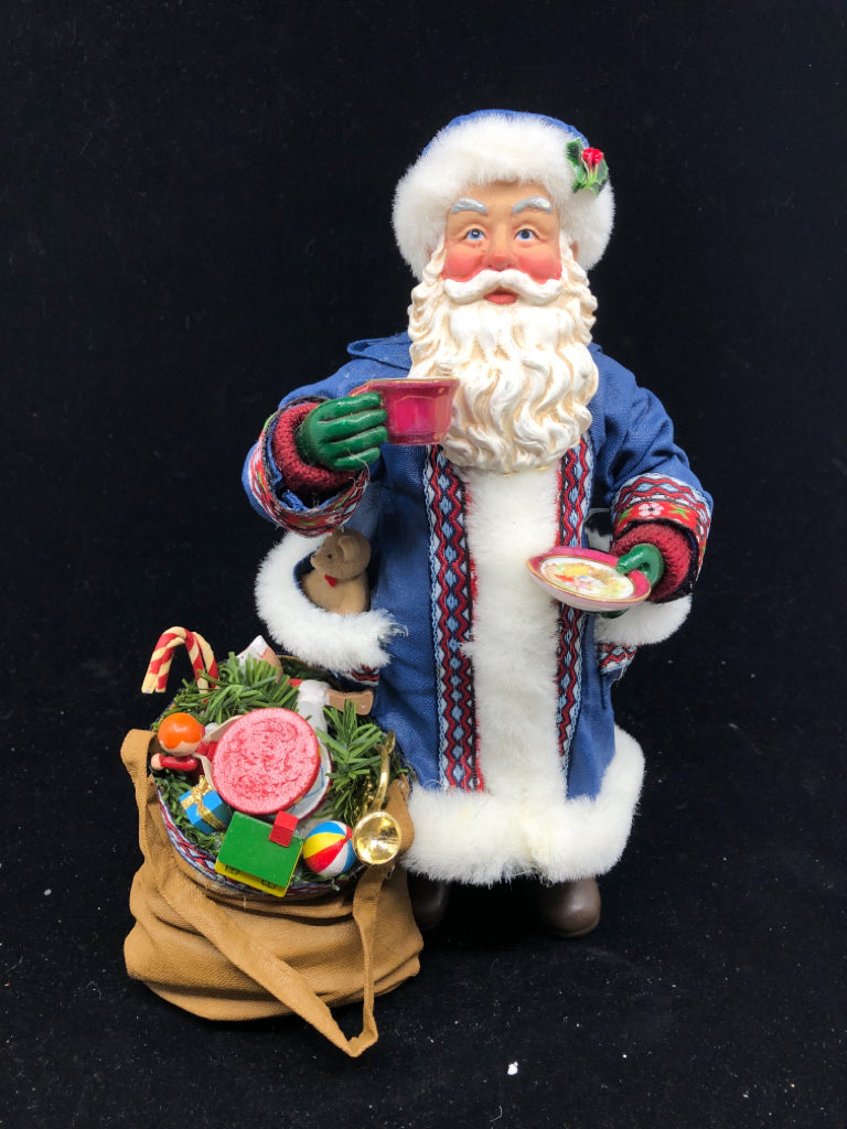 CLOTHTIQUES SANTA IN BLUE ROBE W BOX.