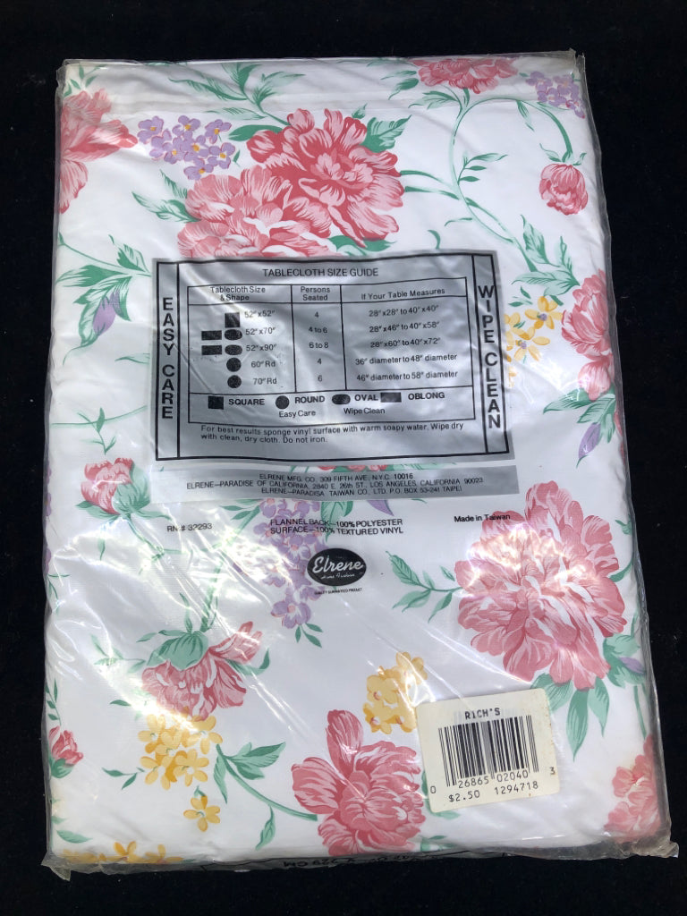 NIP FLORAL VINYL TABLE CLOTH.