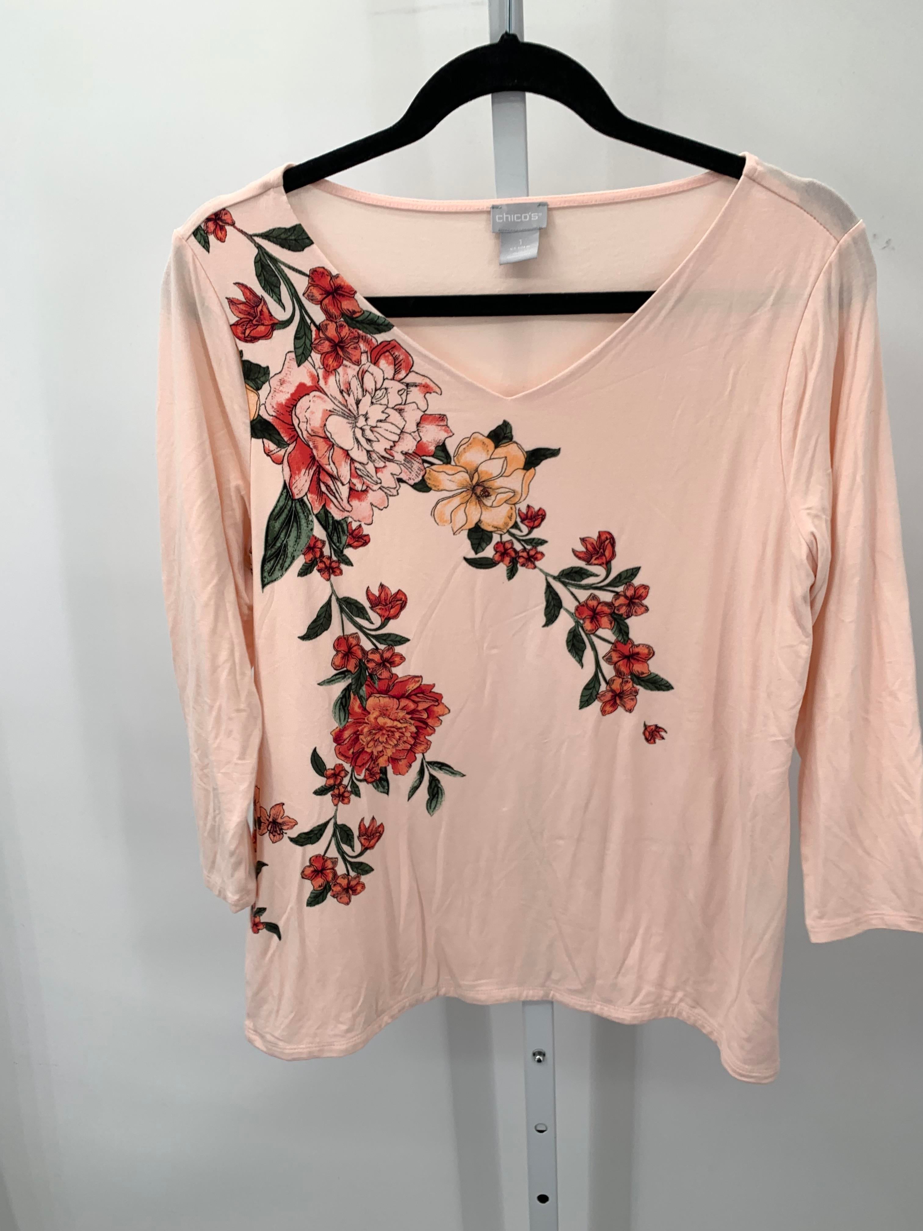 Chico's Size Medium Misses 3/4 Sleeve Shirt