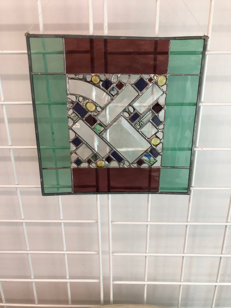 ABSTRACT STAINED GLASS HANGING.