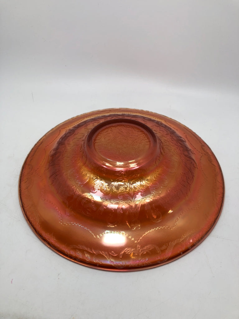 LG VTG CARNIVAL GLASS ROUND SERVING BOWL.