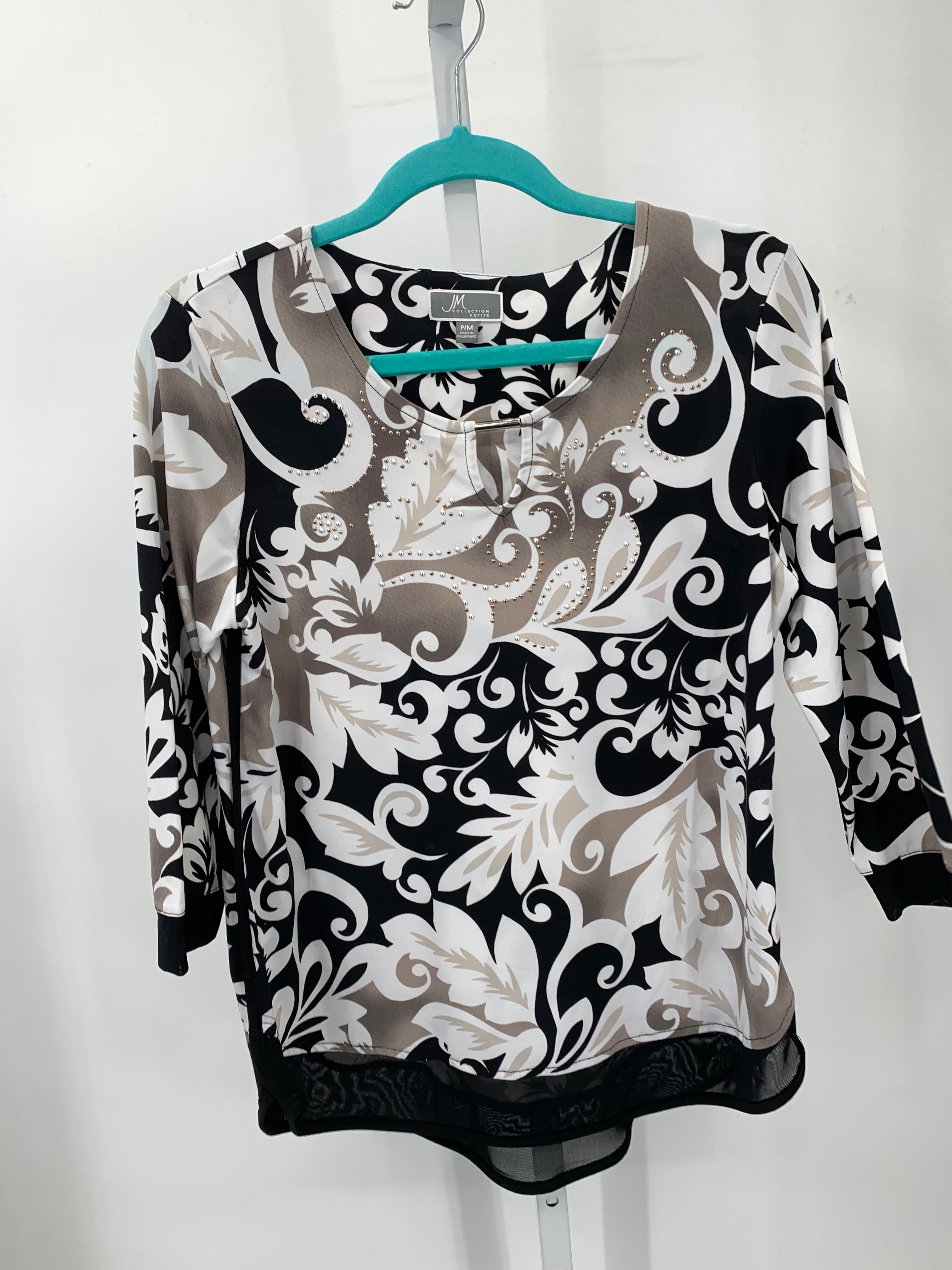 JM Collection Size Medium Petite Petite 3/4 Sleeve Shirt