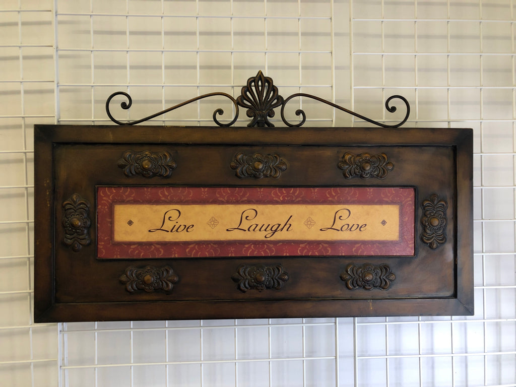 LIVE LAUGH SCROLL DARK WALL HANGING.