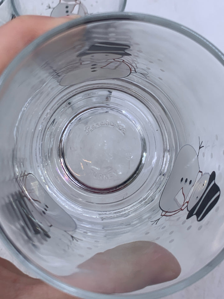 4 CLEAR GLASS W/ PRINTED SNOWMAN SHORT.