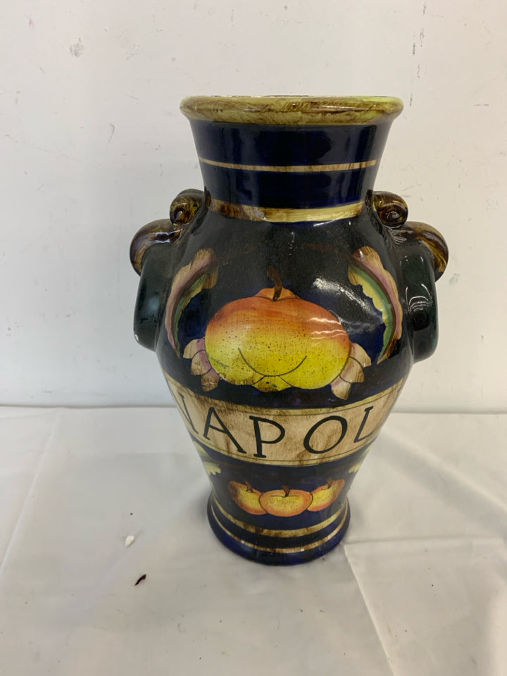 DARK NAPOLI URN STYLE VASE.