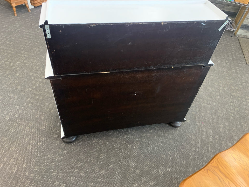 VTG WHITE PAINTED PULL DOWN DESK 7 DRAWERS.