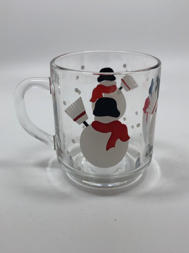 6 SNOWMAN GLASS MUGS - LUMINARC.