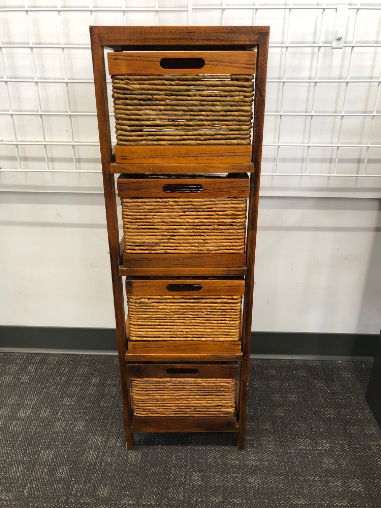 TALL WOOD 4 DRAWER STORAGE.
