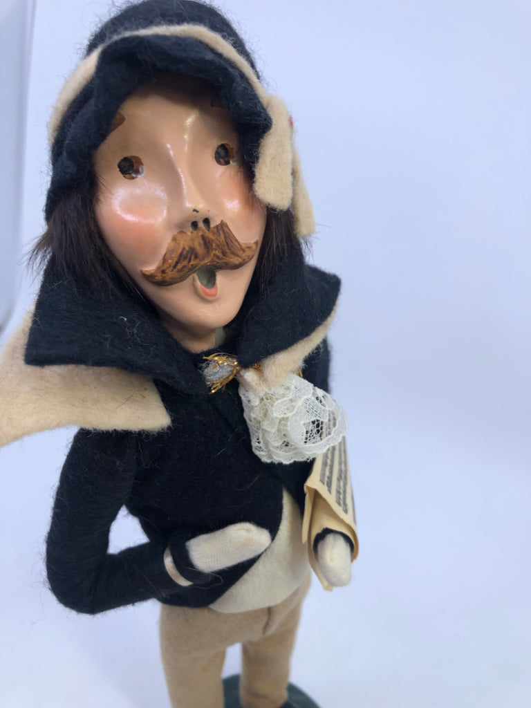 BYERS' CHOICE MAN IN TAN PANTS W BLACK COAT-1985.