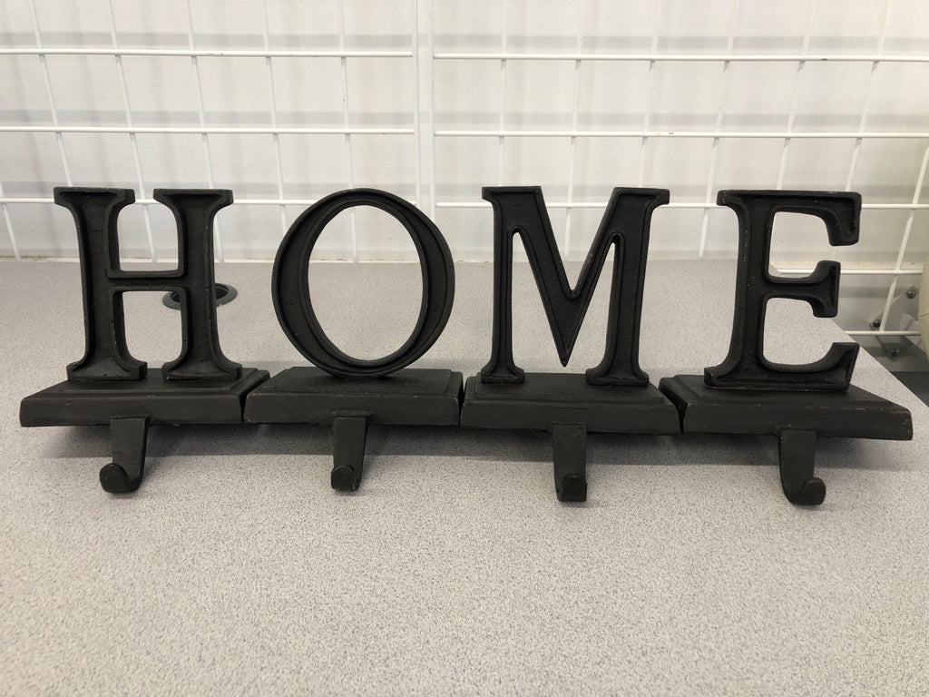 4PC "HOME" STOCKING HOOKS.