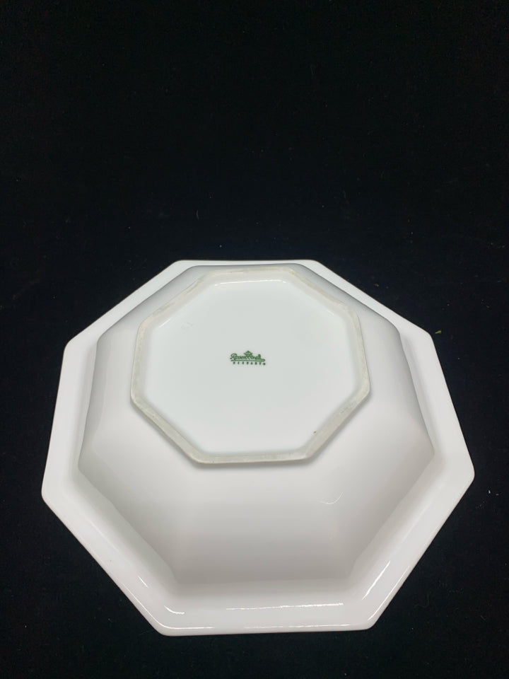 ROSENTHAL OCTAGONAL WHITE ROSE EMBOSSED BOWL.