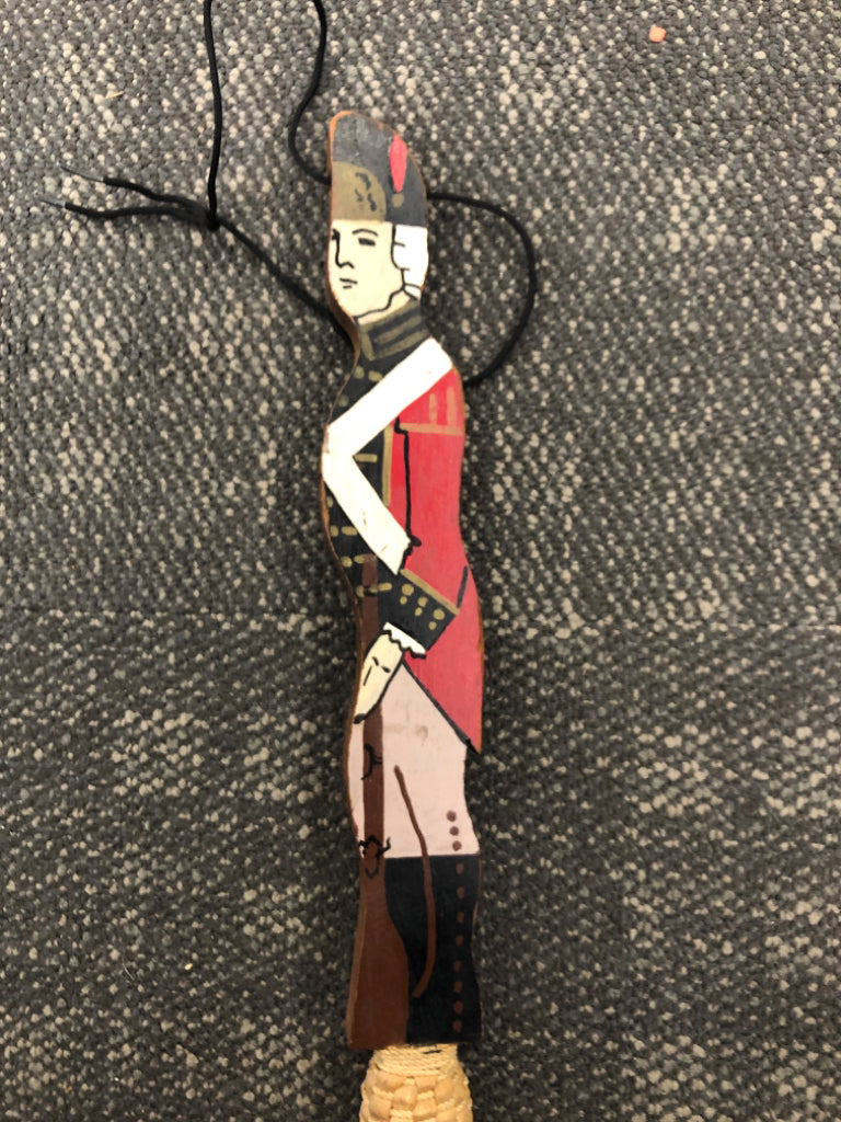 VTG SOLDIER FOLK ART BROOM.