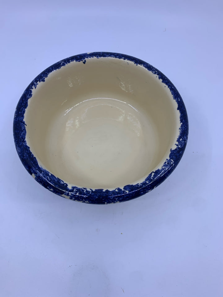 HEAVY NAVY & CREAM CERAMIC BOWL.