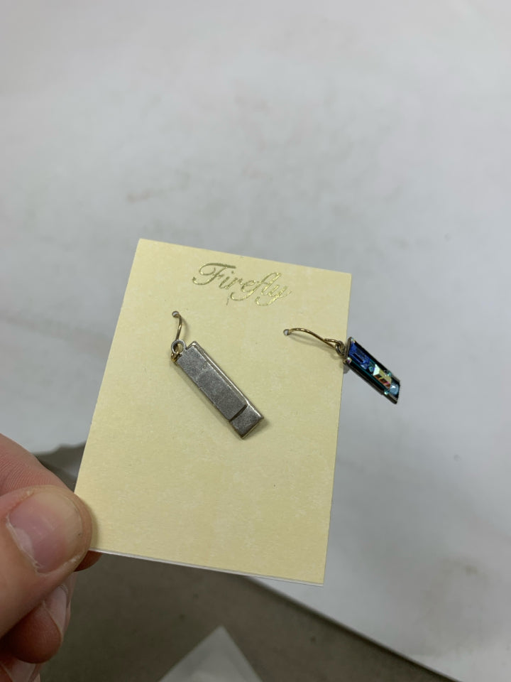 Firefly Blue Dangle Architectural Rectangle Earrings